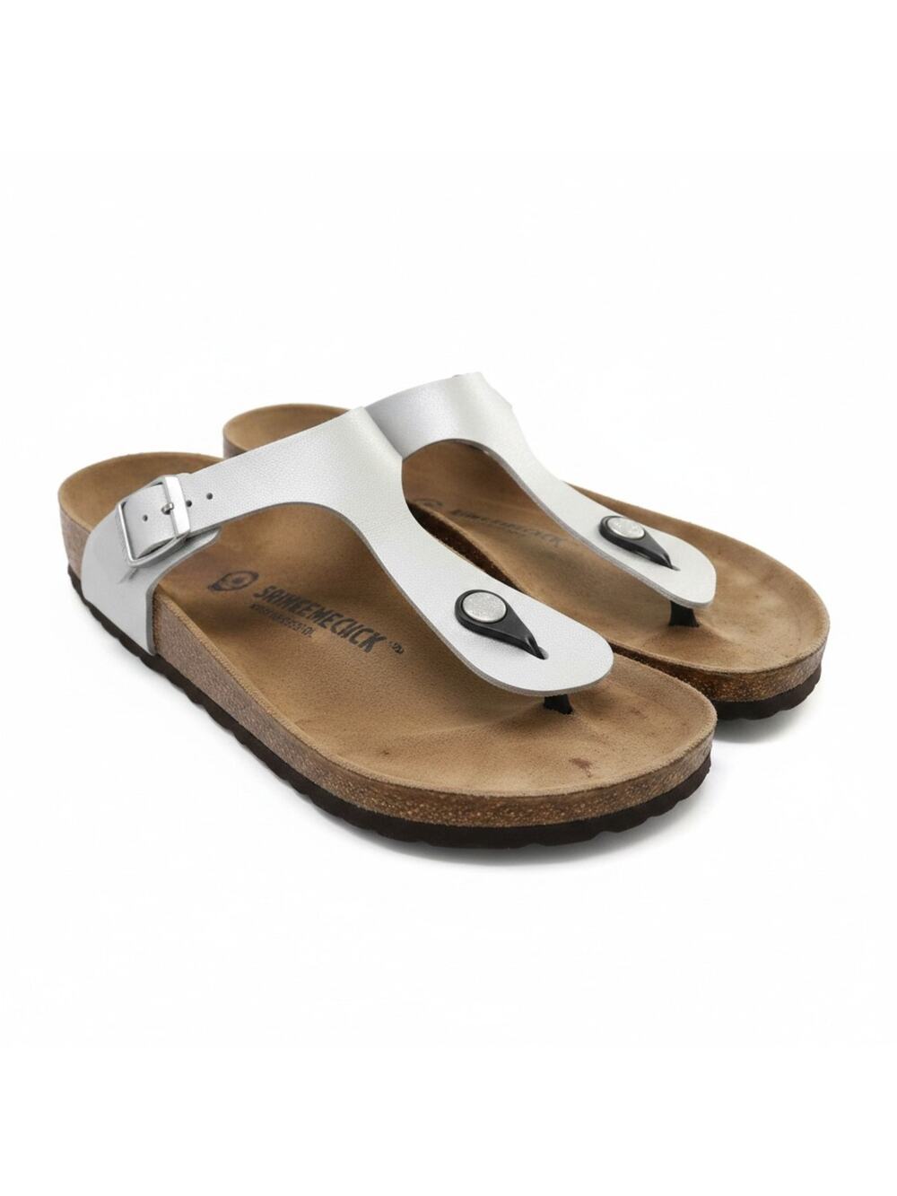 Birkenstock Gizeh Women's Sandals Size 38 Silver Thong Metallic